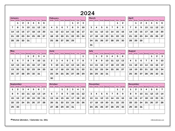 Printable calendar no. 341, 2024
