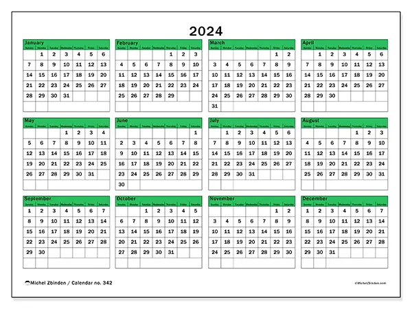 Printable calendar no. 342, 2024