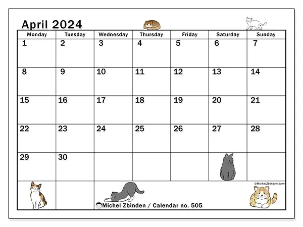 Calendar April 2024 505MS