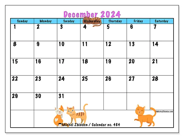 Printable calendar no. 484, December 2024