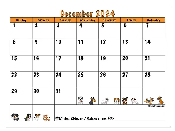 Printable calendar no. 485, December 2024