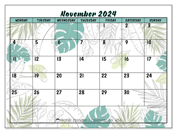 Printable calendar no. 456, November 2024