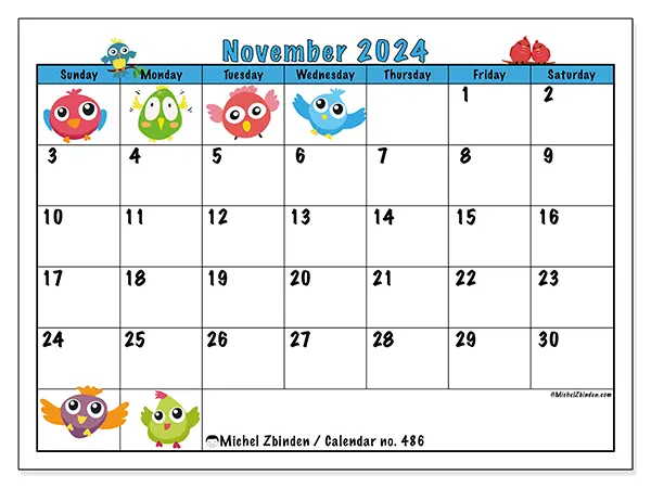 Printable calendar no. 486, November 2024