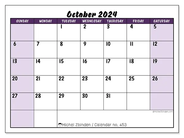 Calendar October 2024 453SS