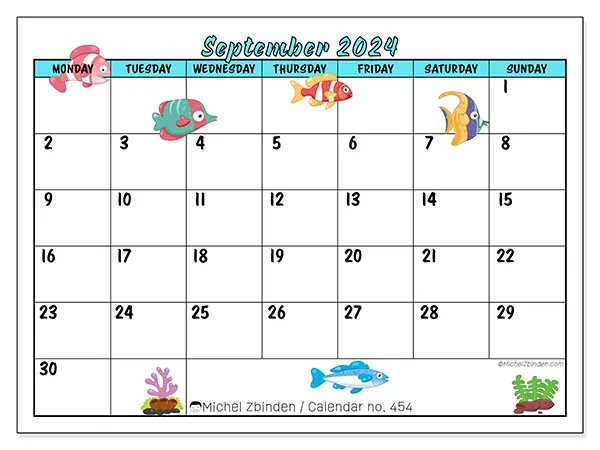 Printable calendar no. 454, September 2024