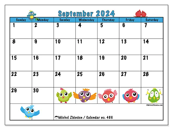 Printable calendar no. 486, September 2024