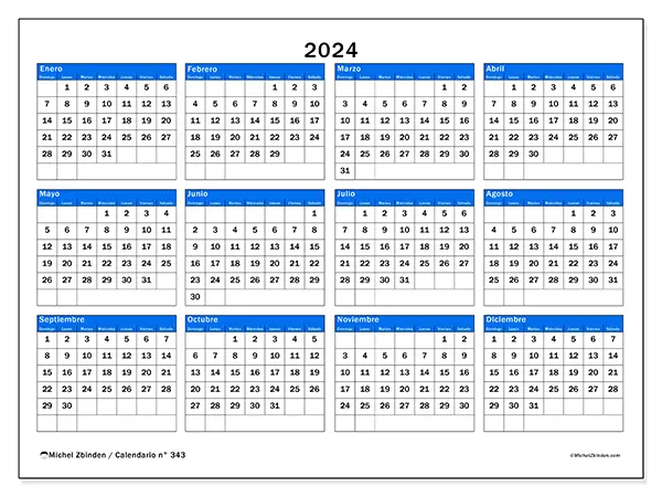 Calendario para imprimir n° 343, 2024