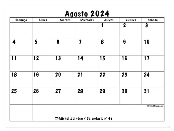 Calendario agosto 2024 48DS