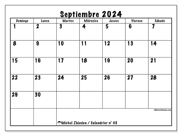 Calendario para imprimir n° 48, septiembre de 2024