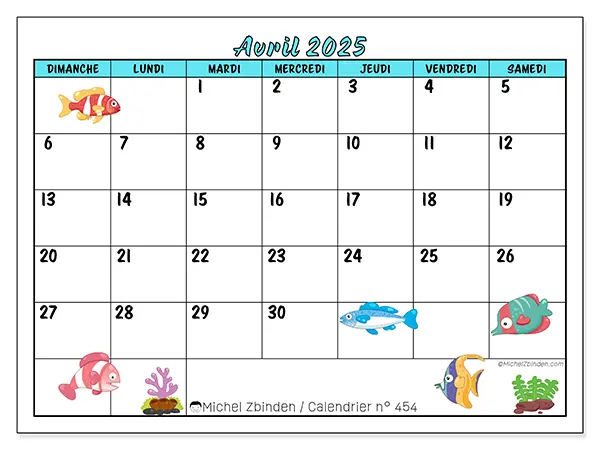 Calendrier avril 2025 454DS