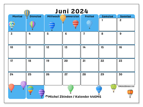 Kalender Juni 2024, 446MS. Programm zum Ausdrucken kostenlos.