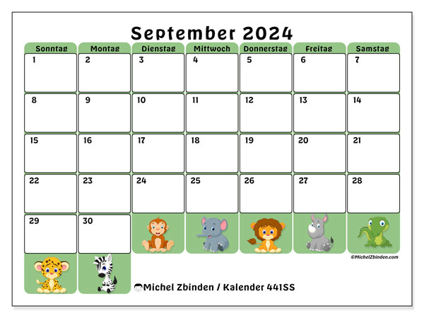 Kalender September 2024, 441SS. Plan zum Ausdrucken kostenlos.