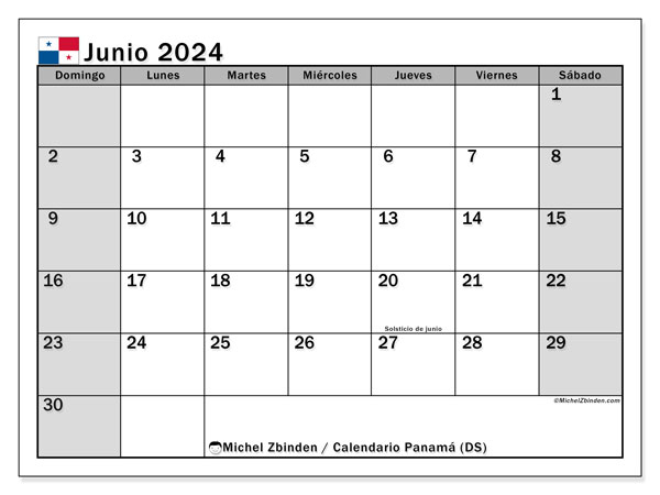 Calendario giugno 2024, Panama (ES). Orario da stampare gratuito.