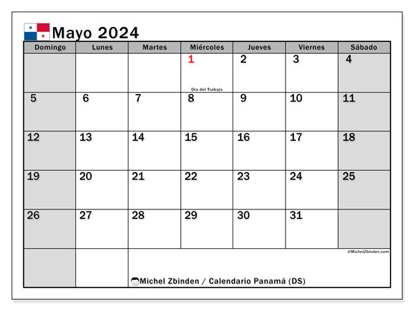 Calendario maggio 2024, Panama (ES). Programma da stampare gratuito.