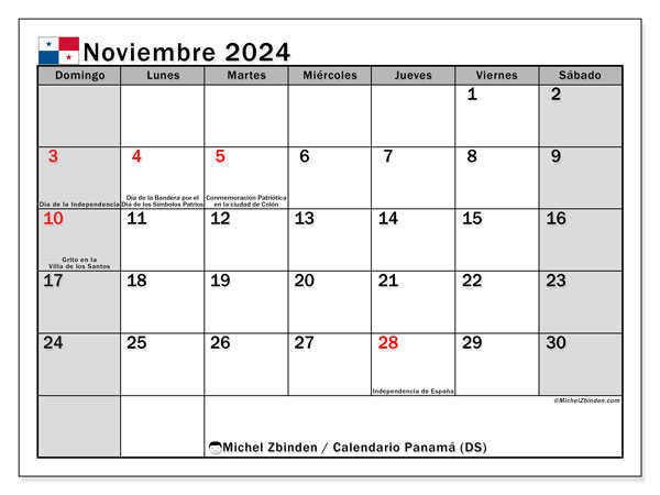 Kalender November 2024, Panama (ES). Kalender zum Ausdrucken kostenlos.