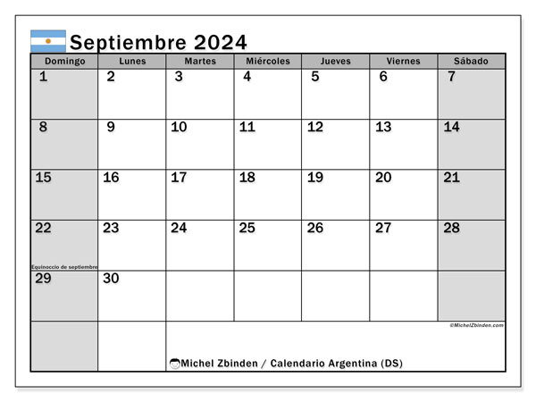 Kalender September 2024, Argentinien (ES). Plan zum Ausdrucken kostenlos.