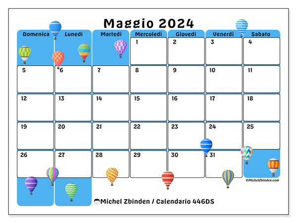 Calendario maggio 2024 “446”. Calendario da stampare gratuito.. Da domenica a sabato