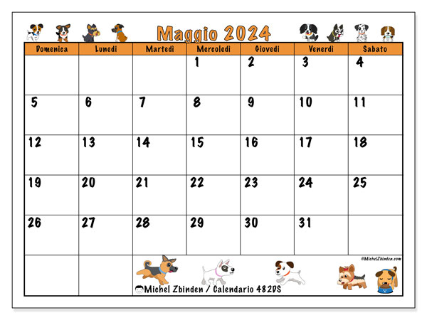 Calendario maggio 2024 “482”. Calendario da stampare gratuito.. Da domenica a sabato
