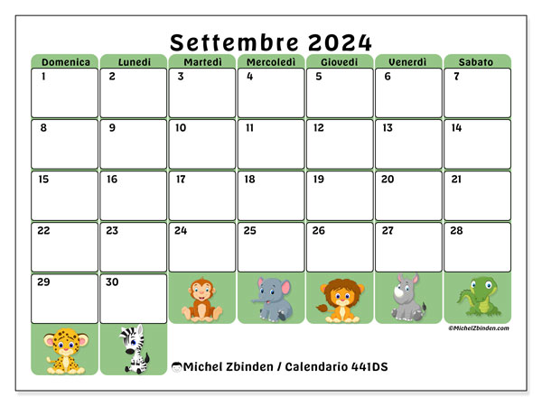 Calendario settembre 2024 “441”. Programma da stampare gratuito.. Da domenica a sabato