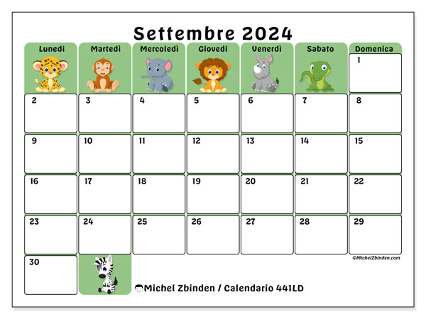 Calendario da stampare, settembre 2024, 441LD