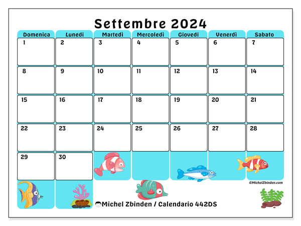 Calendario settembre 2024 “442”. Calendario da stampare gratuito.. Da domenica a sabato