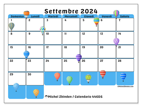 Calendario settembre 2024 “446”. Piano da stampare gratuito.. Da domenica a sabato