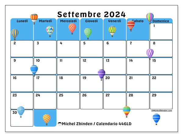 Calendario settembre 2024 “446”. Piano da stampare gratuito.. Da lunedì a domenica
