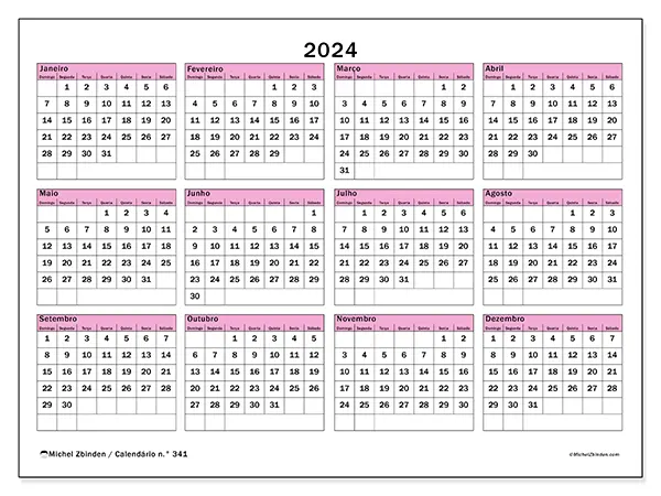 Calendário para imprimir n.° 341, 2024