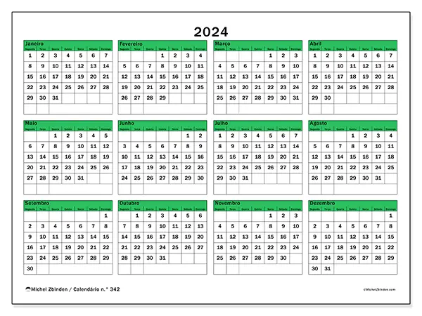 Calendário para imprimir n.° 342, 2024