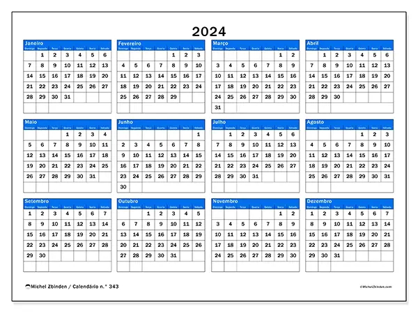 Calendário para imprimir n.° 343, 2024