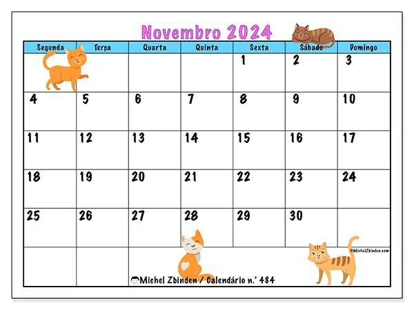 Calendário para imprimir n° 484, novembro de 2024