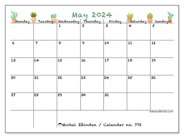 Calendar May 2024 772MS