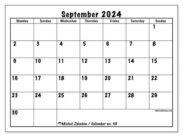 Calendar September 2024 48MS