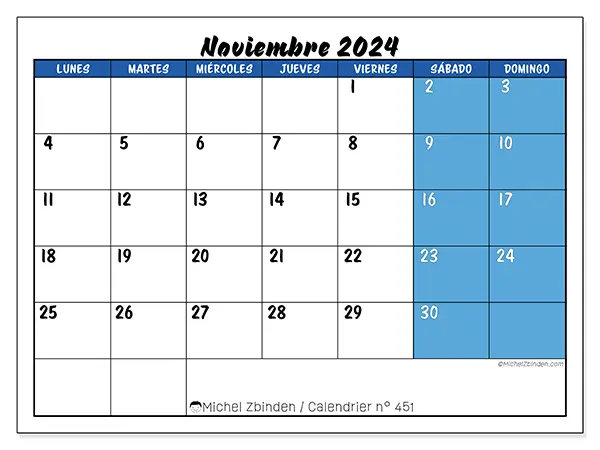 Calendario noviembre 2024 451LD